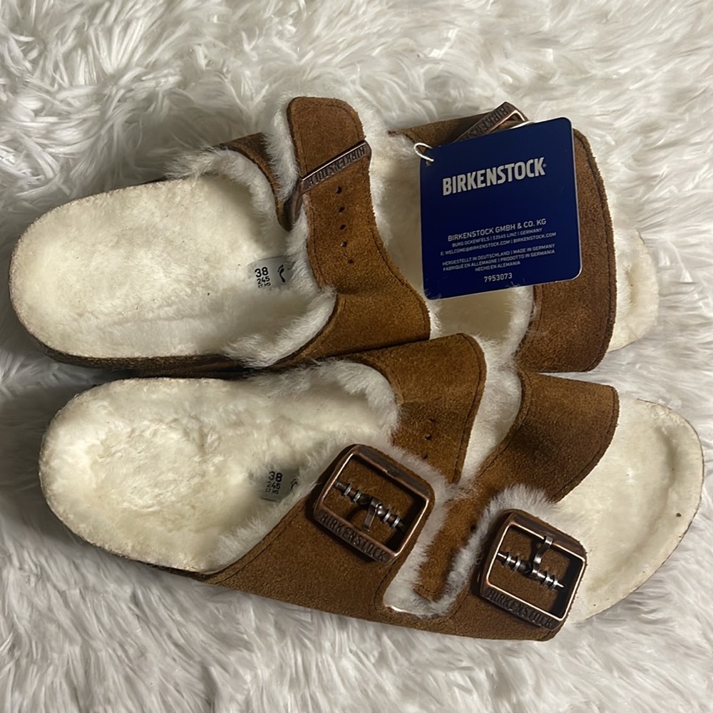 BIRKENSTOCK ARIZONA SHEARLING SLIDE SANDAL - Picture 4 of 5
